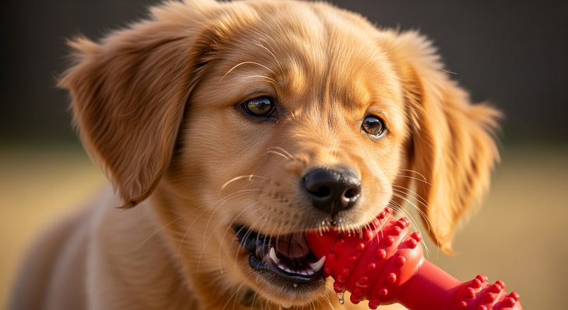 Puppy bijt in handen en broekspijpen -