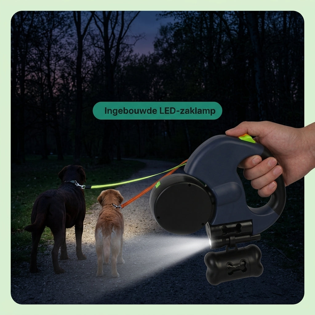 Ingebouwde LED-zaklamp verlicht het pad in het donker