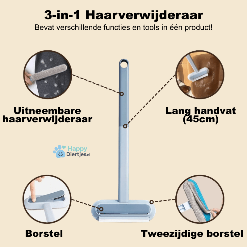 FurErase Pro™ | Haar Verwijder Stick | 3 - in - 1 Huisdierhaar Verwijderaar - HappyDiertjes.nl
