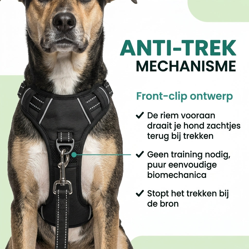 Anti-trek mechanisme: de front-clip stopt het trekken bij de bron