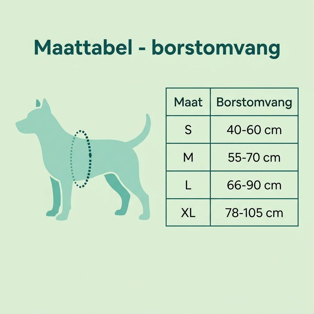 Maattabel borstomvang - S, M, L, XL
