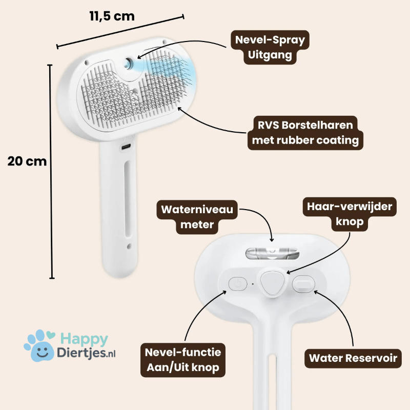 SteamPro | Professionele Vachtverzorgings Borstel voor Huisdieren - HappyDiertjes.nl