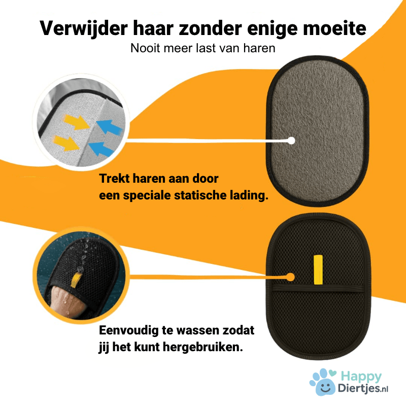 VachtMagneet - haar verwijder handschoenen - HappyDiertjes.nl