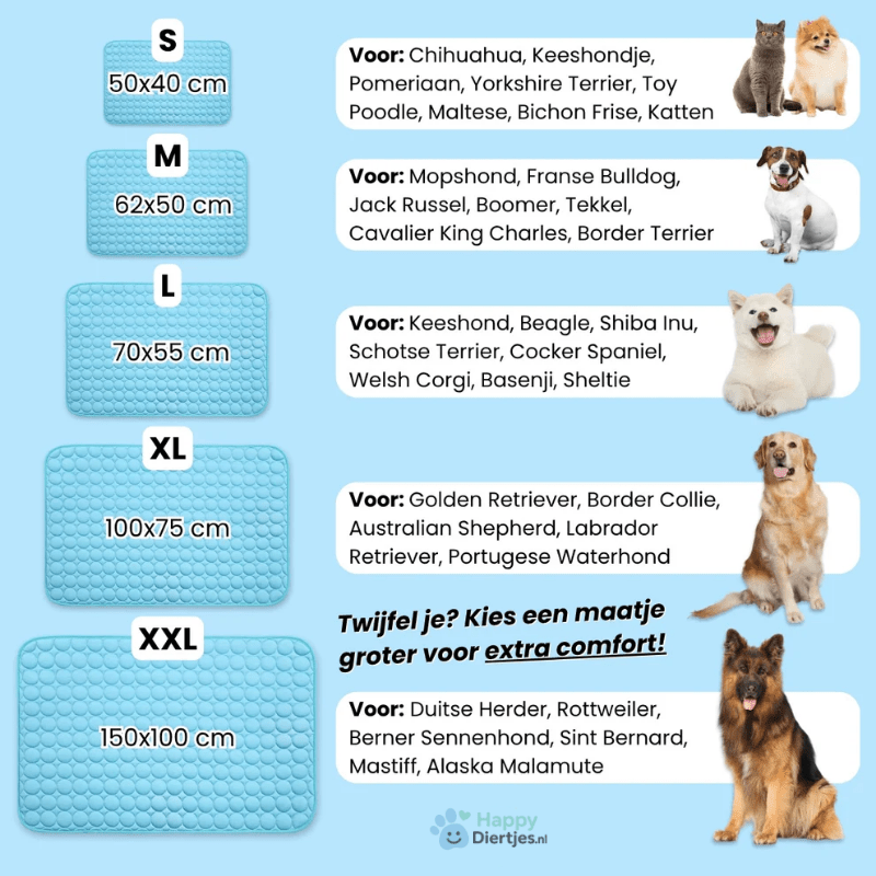 Verkoelende Mat | Zelfkoelend kleed | Geschikt voor Honden en Katten - HappyDiertjes.nl