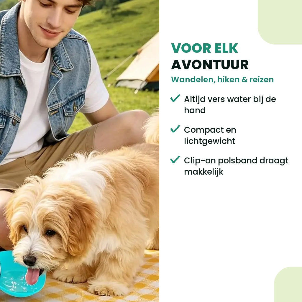 Reisdrinkfles voor honden, ideaal voor wandelen hiken en reizen